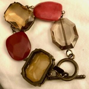 J Jill Big ‘Stones’ Neutral Topaz Brown & Red Bracelet